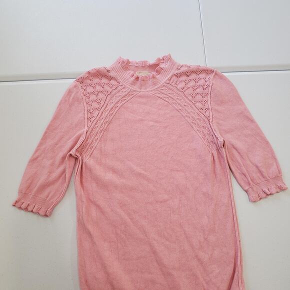 Intimately Free People Bodysuit Womens Medium Pink Lace Mock Neck Cottagecore - Picture 2 of 10
